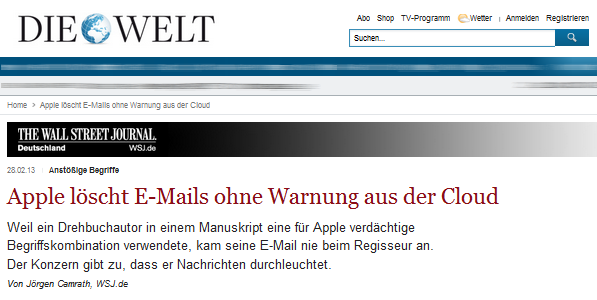Apple lscht E-Mails ohne Warnung aus der Cloud