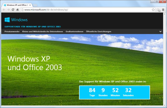Windows-XP-Support Endet am 08.04.2014