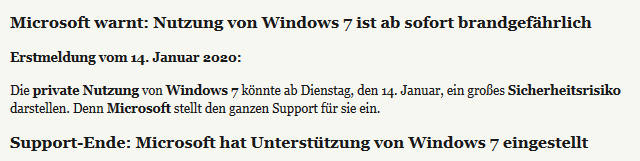 Hinweis Support-Ende Win7