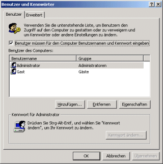 Benutzer und Kennwörter